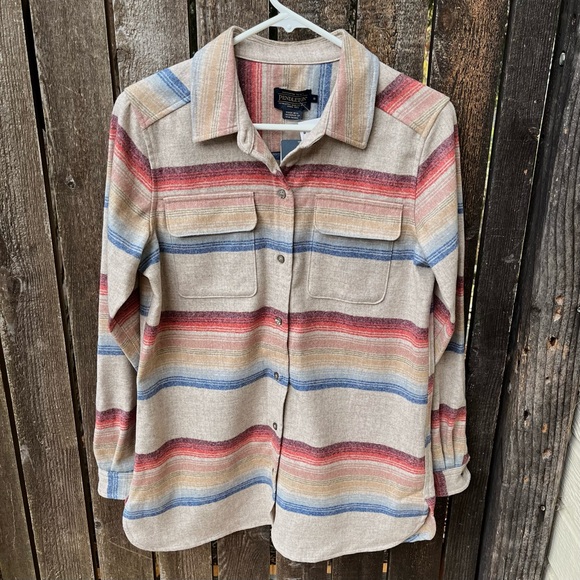 Pendleton Wm’s 100% Washable Virgin Wool Umatilla Striped Board Shirt NWT Sz S - Picture 11 of 16